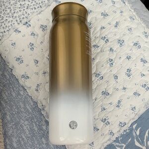 Elegant Gold and White STARBUCKS thermos cup